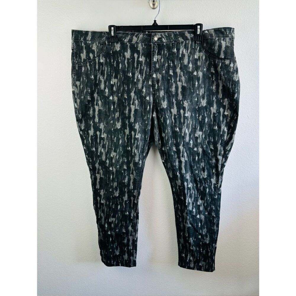 Ellos Black Gray White Splatter Print Jeans Size 28W